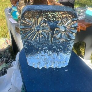 Erik Hoglund~ MCM Kosta Boda Art Glass Owl Sculpture Flat Back~ Vintage~ Sweden